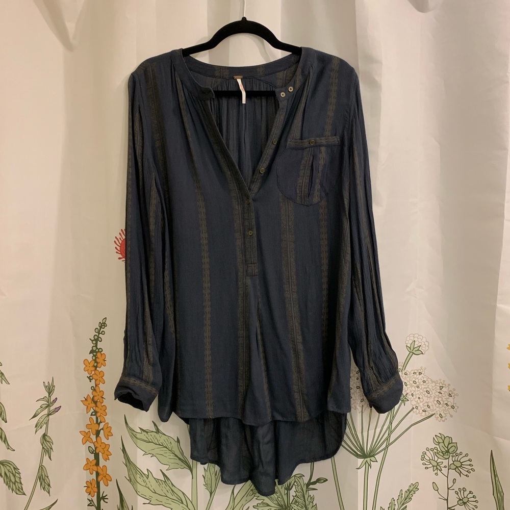 Free People Olive & Blue Tunic
